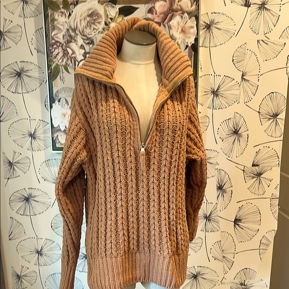 Aerie S/P Cozy Tan Cable Knit Sweater - Picture 1 of 2
